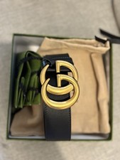 Authentic Gucci Classic Double G Buckle Leather Belt 85 CM/34 Inches Black Italy