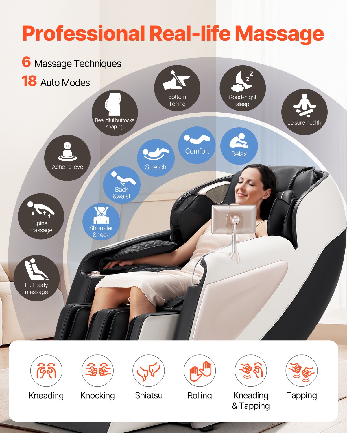 VEVOR Massage Chair Full Body Zero Gravity Recliner with SL-Track & 36 Airbags