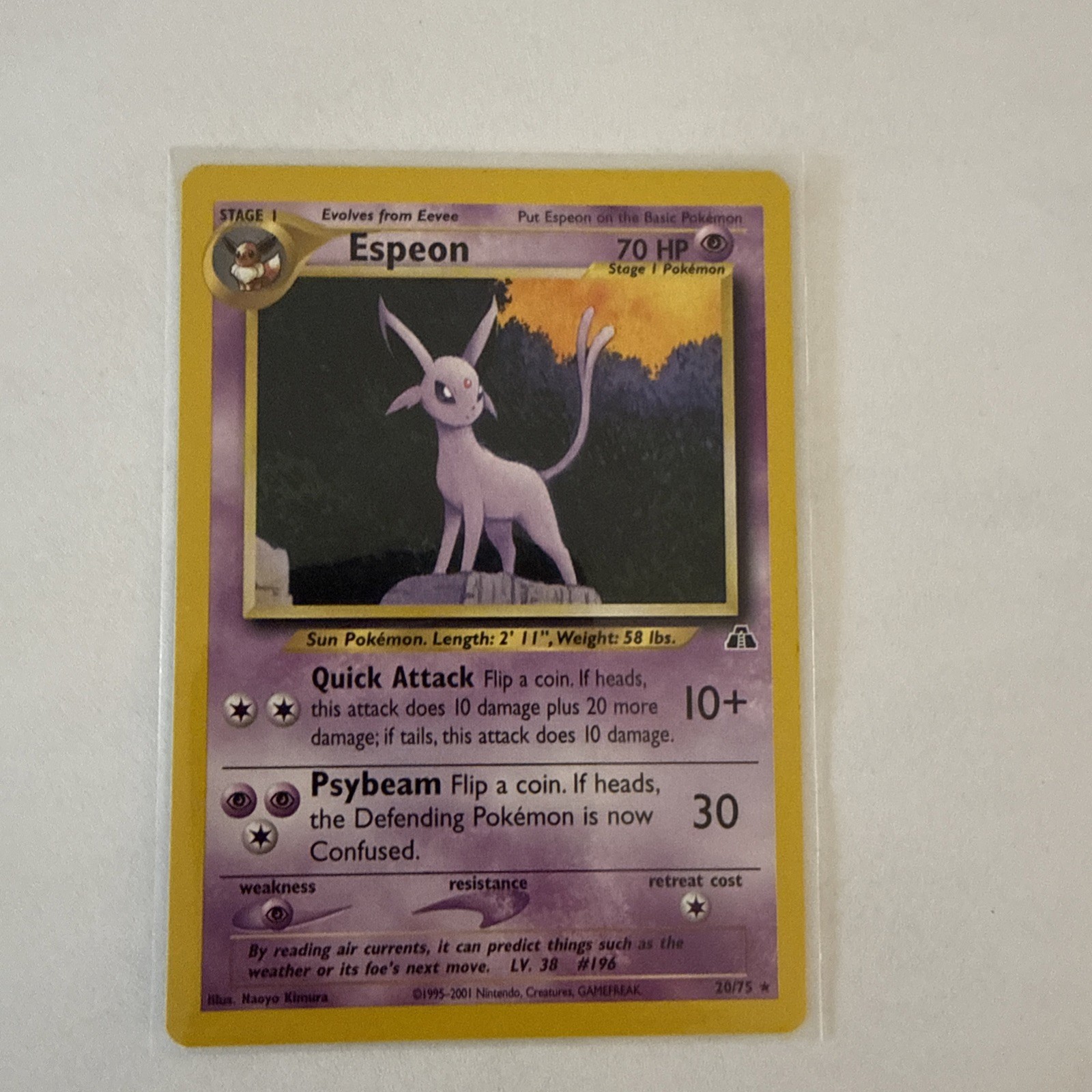 Espeon 20/75 Non Holo Rare Neo Discovery Pokemon Card