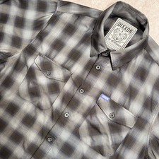 Dixxon Flannel Co The Merrimack Grey Black Plaid Bamboo SS Button Up Shirt 2X