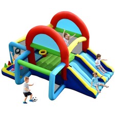 Inflatable Bounce House Kids Bouncy Jumping Castle w/ Dual Slides Without Blower