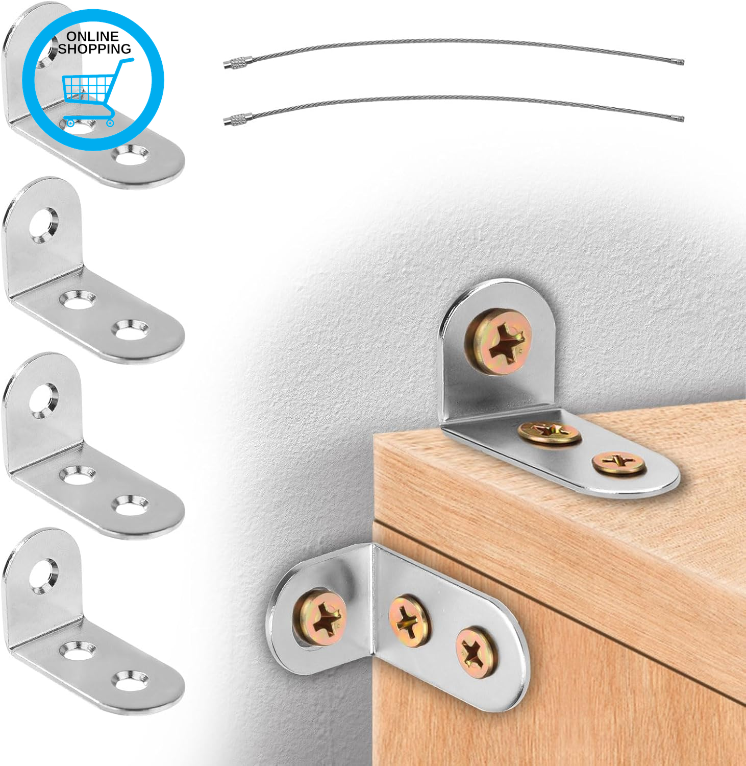 24Pcs Furniture Anchors, Anti-Tip Furniture Anchors Secure Stainless Steel Furni