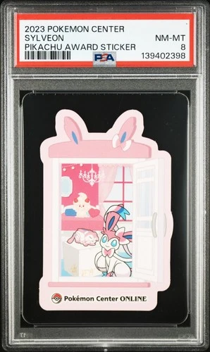 2023 POKEMON CENTER PIKACHU AWARD DELIVERY! STICKER SYLVEON PSA 8
