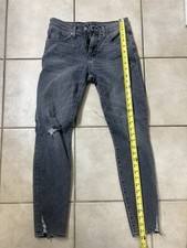 WOMENS DARK WASH DENIM JEANS MID RISE DISTRESSED SKINNY LEG SIZE 4/27 SM