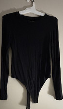 American Eagle Women's Black Long Sleeve Bodysuit One Piece Size M