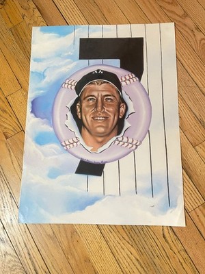 MICKEY MANTLE #7 YANKEES  18 x 22 Art Print Poster 1986 by Robert Stephen Simon