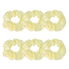 6Pcs Satin Hair Scrunchies Solid Hair Ties Yellow