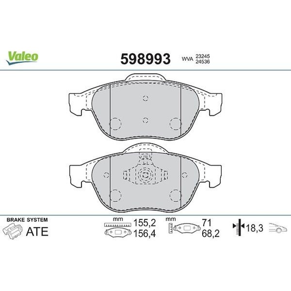 Valeo 598993 Bremsbelagsatz FüR Renault Grand Scenic I Megane I I JM0 1 JZ0 1-image