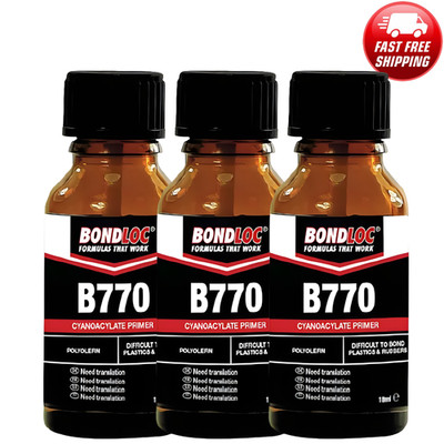 3x Bondloc B770 Flüssigflasche ''Kunststoffgrundierung'' Verwendung mit Cyanacrylatkleber