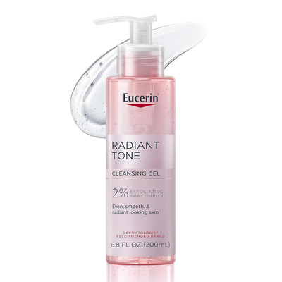 Eucerin Radiant Tone Face Cleanser Gel with 2% Exfoliating AHA Complex, Gentle F