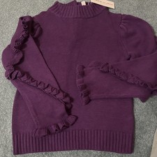 Janie Jack Girls Purple Ruffle Sleeve Mock Neck Sweater Sz 7 Long Sleeve