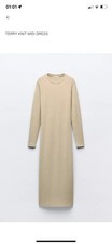 Zara Terry Knit Midi Dress,size L,BNWT, Camel
