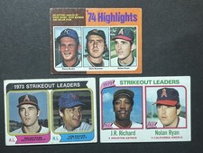 Nolan Ryan Topps Lot Of 3 1974 Highlights 1973 & 1979 Strikeout Leaders 🐐 
