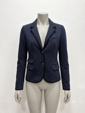 Gap Academy Blazer Womens Sz 10 navy Jacket Stretch academia Preppy black trim