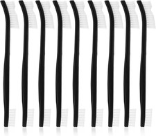 Double-Ended Nylon Cleaning Brushes, Set of 9, Black  White, Plastic Handles, I