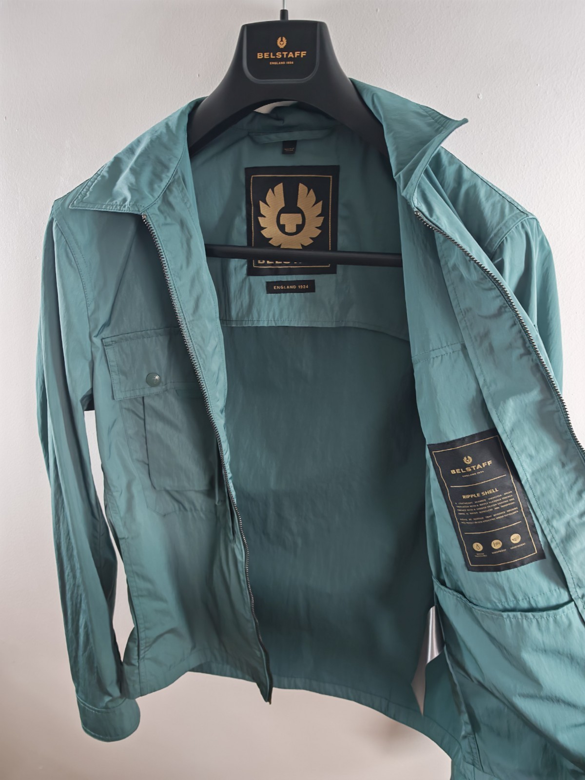 Belstaff Men's Tactical Overshirt Faded Teal Ripple Shell Jacket Size M image 6