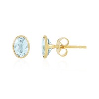 Cavill Ohrringe Damen 1,8Ct Himmelblauer Topas 925 Silber Vergoldet Oval