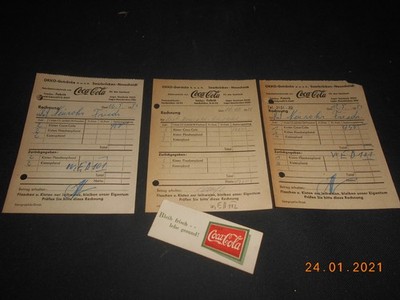 3 uralte Rechnungen coca Cola CC 50er Jahre Saarland