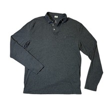 Johnnie-O mens M Medium gray solid cotton blend long sleeve polo shirt EUC