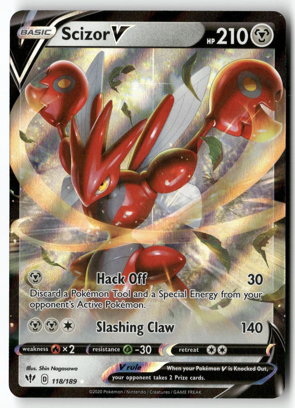SCIZOR V 118/189 HOLO V RARE DARKNESS ABLAZE POKEMON NEAR MINT