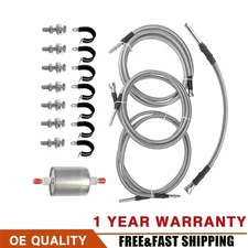 SS Braided Fuel Line Quick Fix Kit For Silverado Sierra V8 Ext Cab 1999-03