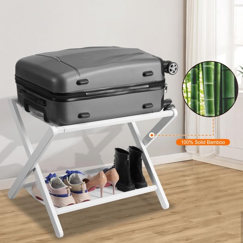 Luggage Rack, Folding Suitcase Stand with Storage Shelf, Heavy-Duty Luggage H... - Picture 7 of 8