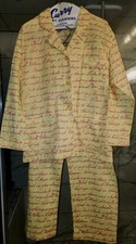 NWOT Victoria  s Secret Y2K, RARE Thin PJ Set,Yellow  Fuchsia Words, 42  Bust SzS
