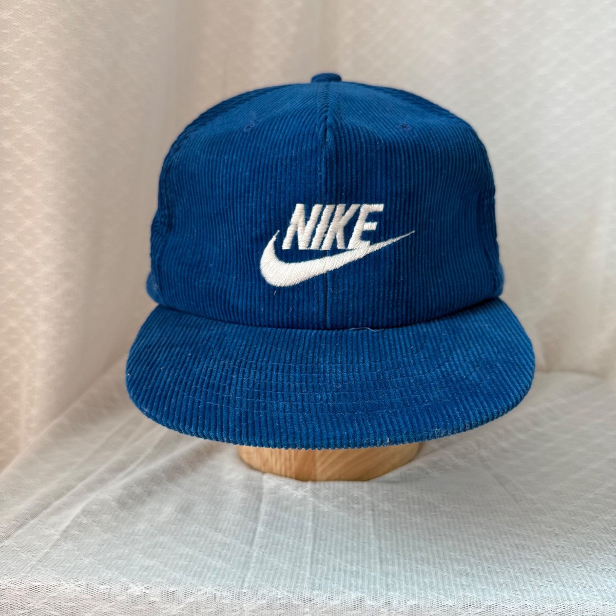 Y2K Nike Air Force Corduroy Visor Blue Adjustable Strap Hat Swoosh OSFA Nike Dri-FIT Team Performance Visor – Golf Team Products main image 2