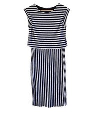Marks & Spencer Grey Stripe Sleeveless Stretch T Shirt Dress Size 8