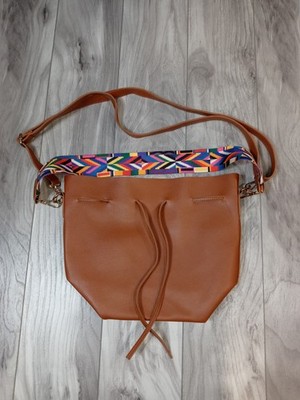 QZUnique Brown Handbag Set Women's PU Leather Drawstring Bucket Bag Crossbody