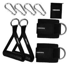 Ankle Straps for Cable Machines and Exercise Handles — Replacement Black