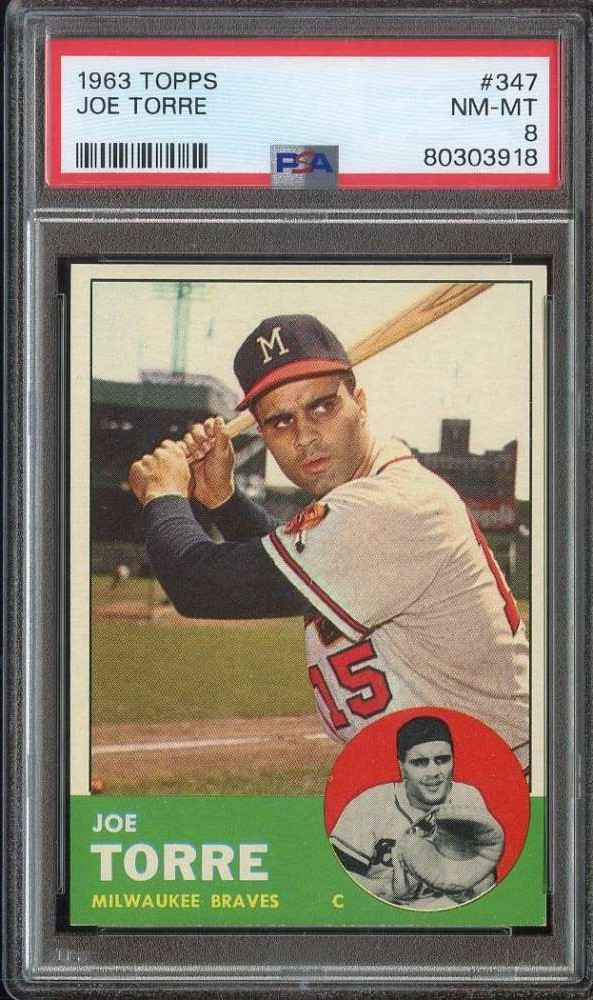 1963 TOPPS #347 JOE TORRE PSA 8 BRAVES HOF *ADT6071