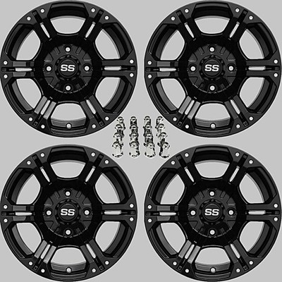 KAWASAKI BRUTE FORCE 750 14'' VIPER BLK ATV / UTV ALUMINUM WHEELS (SET 4) IRS1CA