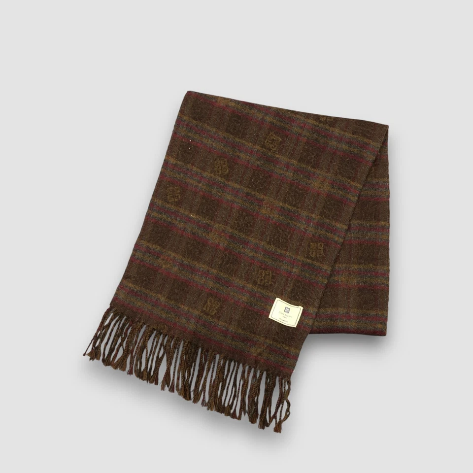 Bufanda de Lana Givenchy Vintage Clásica Flecos Silenciador Invierno Calentador Bufandas 11x54 Foto 3 de 4