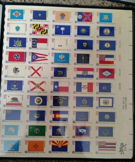 Postal Booklet - US Stamp 1976 State Flags Sheet of 50 Stamps Scott #1633-82 - Image 3 of 4