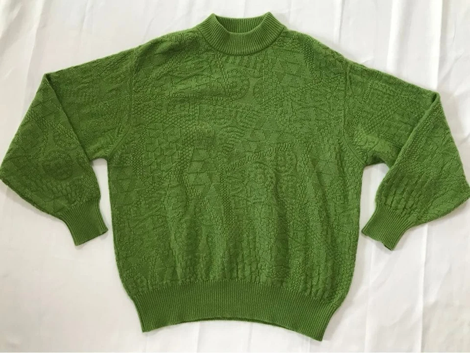 [EXC] Pull col haut Missoni cachemire soie tricot géométrique vert : du JAPON - Photo 1/4
