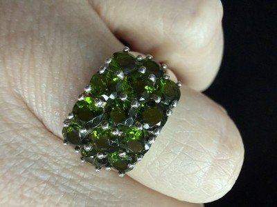 Vintage Sterling Silber 925 Peridot Cluster Ring Größe 6