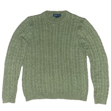 Karen Scott Green Cable Knit Crewneck Sweater Women  s Size Medium M Preppy VTG