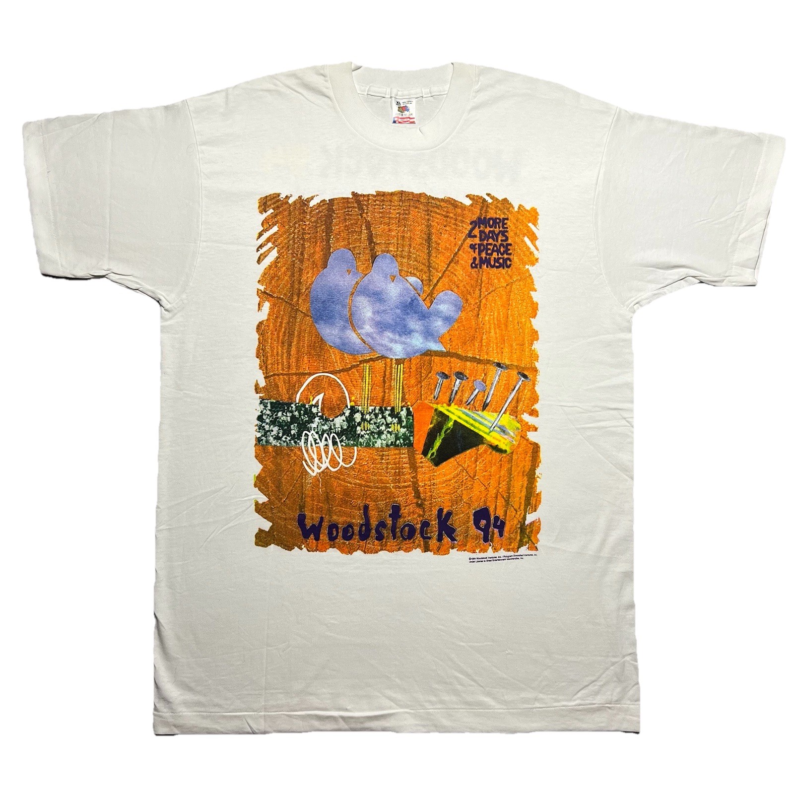 Vintage 1994 Woodstock Festival Lineup T Shirt Mens XL Single Stitch Mint