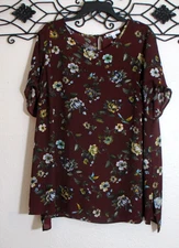 Daniel Rainn Women's Top Size 1X Multicolored Floral Short Sleeve Round Neck