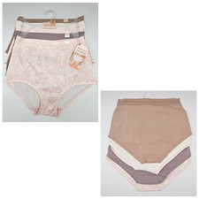 WARNERS 5 Pack Women's S M L XL Wide Waistband Cotton Briefs Beige Cream Pink