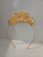 EuroDisney Store Princess Cinderella Tiara Gold Pink Purple Gems Dress Up Crown