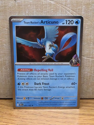 Team Rocket's Articuno 51/182 Destined Rivals Holo Rare Pokémon Card TCG 