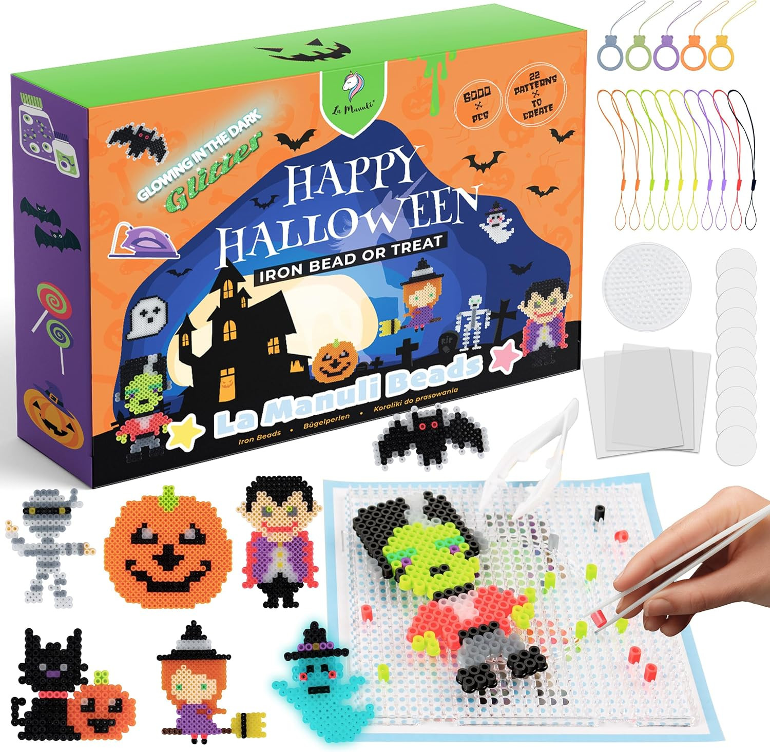Perles à repasser Halloween kit 6000 perles fusibles de 5mm, cadeau d'anniversaire