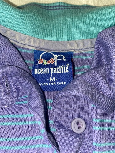 Vintage Ocean Pacific OP Stripes Polo Shirt Juniors Size Medium Beach - Picture 3 of 10
