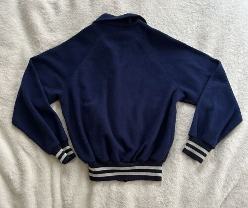 Vintage 80er Jahre Fleece Reißverschluss Herren M blau gestreift Track Sport - Bild 2 von 7