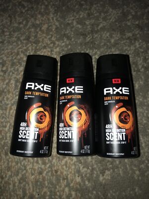 NEW Axe Men's Antiperspirant Deodorant Spray Dark Temptation (Pack of 3)