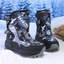 Kids Snow Boots Waterproof Boys Winter Boots Faux Fur Lined Girls Outdoor Shoes