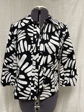 CHICO'S Womens Black White Unlined 3/4 Sleeve Jacket Size 1 US M/8