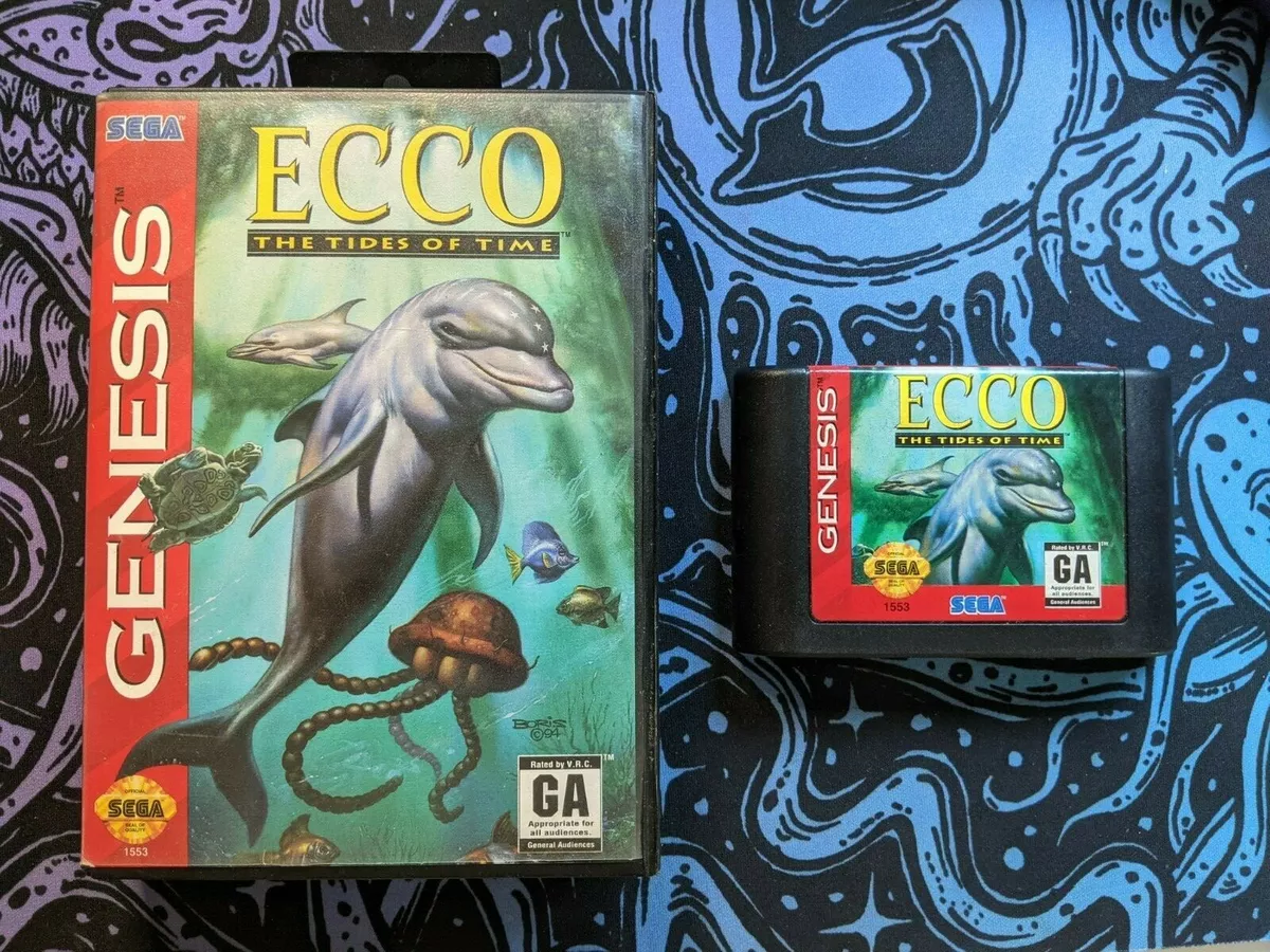 Ecco the Dolphin The Tides of Time Sega Genesis TESTED inc Box w Hang Tab
